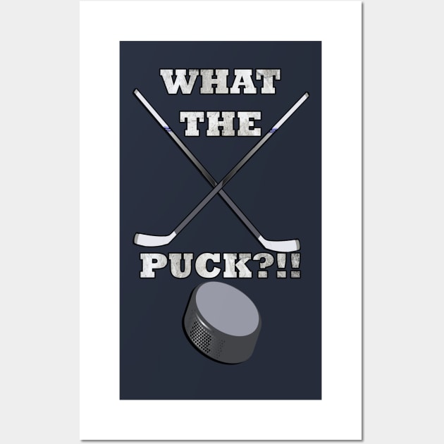 Hockey Gifts for Player & Fans Funny Quote What The Puck Ice Hockey Wall Art by tamdevo1